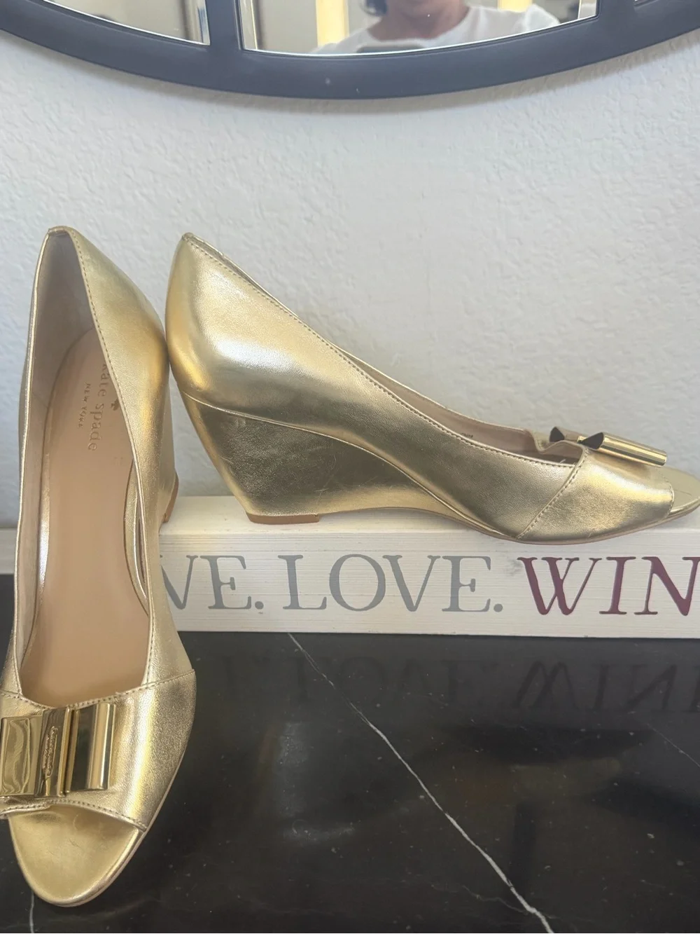 Kate Spade Candace Gold Wedge Heels - Size 9 (GUC/FUC Read Description)
